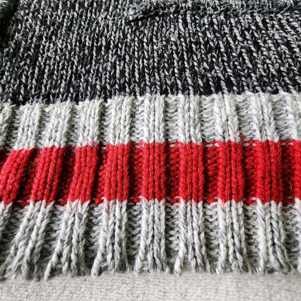 Warehouse One Cabin Sweater Womens XL Knit Gray Red White Sock Monkey Cardigan - Picture 3 of 13